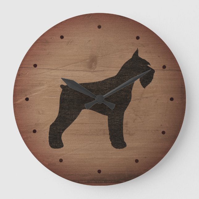 Grande Horloge Ronde Silhouette Schnauzer Géant Style rustique (Recto)