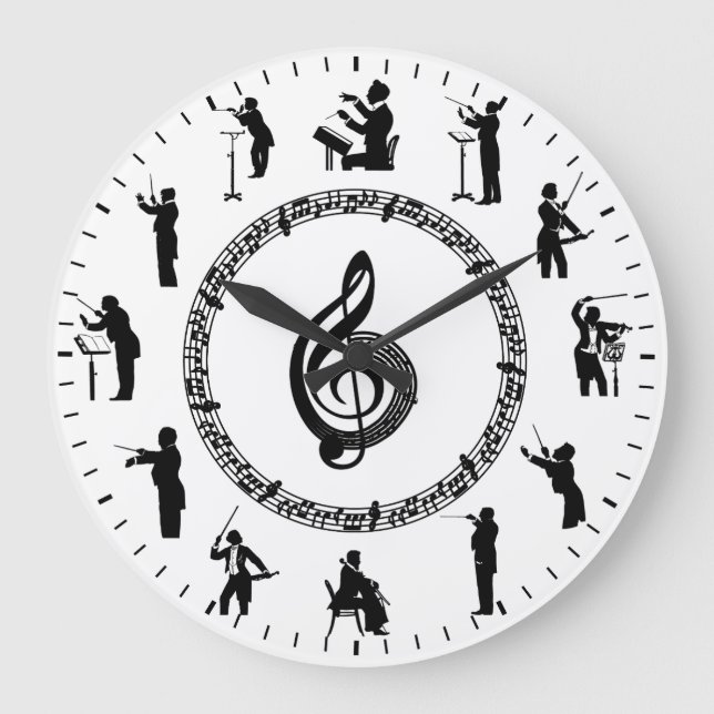 Grande Horloge Ronde Silhouettes musicales uniques à thème (Recto)