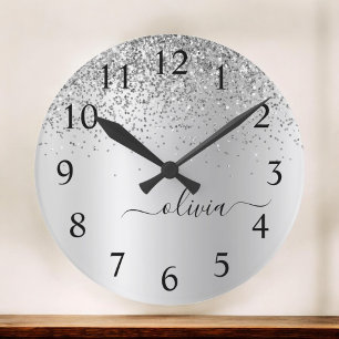 Grande Horloge Ronde Silver Glitter Glam