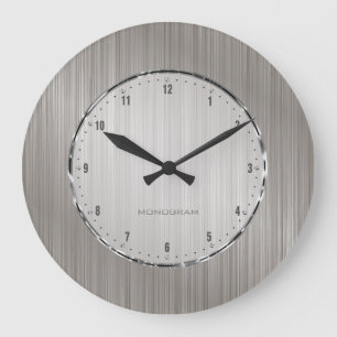 Grande Horloge Ronde Silver Gray Brushed Aluminium