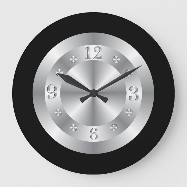 Grande Horloge Ronde Silver Gris Et Noir (Recto)