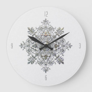 Grande Horloge Ronde Silver Snowflake