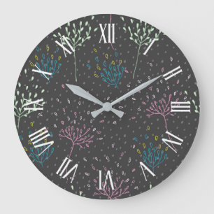 Grande Horloge Ronde Simple and Elegant Floral   Wall Clock