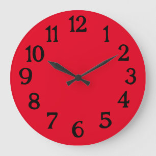 Grande Horloge Ronde Simple cadenas noir et rouge normal