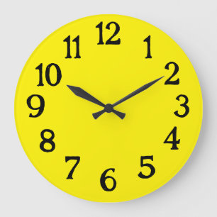 Grande Horloge Ronde Simple cadenas normal noir et jaune