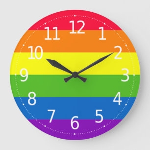 Grande Horloge Ronde Simple Colorful Pride Rainbow   Wall Clock