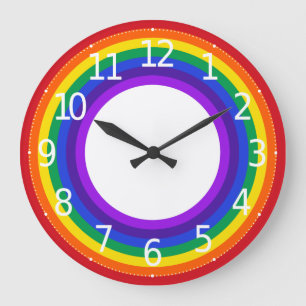 Grande Horloge Ronde Simple Colorful Pride Rainbow   Wall Clock
