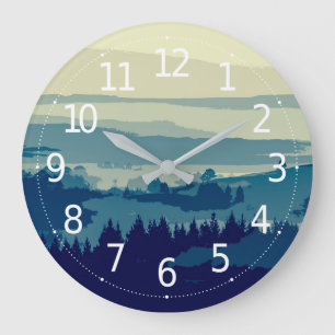 Grande Horloge Ronde Simple Elegant Mountain Landscape Wall Clock