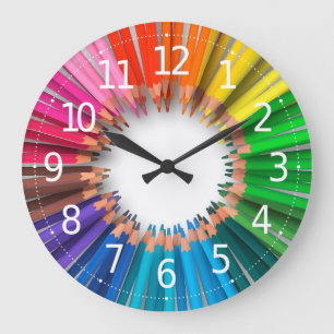 Grande Horloge Ronde Simple Lovely Colorful   Wall Clock