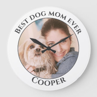 Grande Horloge Ronde Simple Meilleur Chien Maman Jour Personnalisé Anim