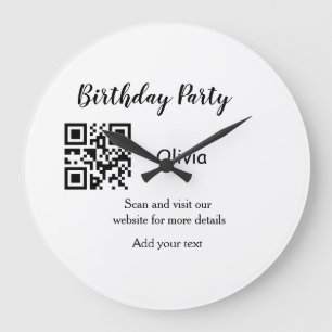 Grande Horloge Ronde Simple site de fête d'anniversaire code-barres QR