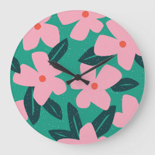 Grande Horloge Ronde Simplicité florale : Beauté Abstraite