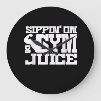 Grande Horloge Ronde Sippin Sur Jus De Gym - Les Chemises D'Entraînemen