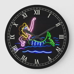 Grande Horloge Ronde Sirène en néon