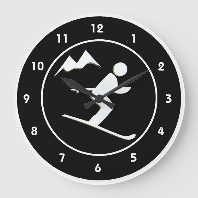 Grande Horloge Ronde Skiing design Wall Clock (Recto)