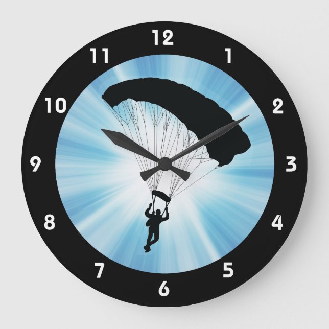 Grande Horloge Ronde Skydiving Parachuting Design Wall Clock (Recto)