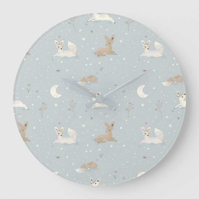 Grande Horloge Ronde Sleepy Fawn Night Wall Clock (Recto)