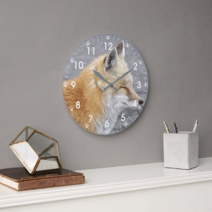 Grande Horloge Ronde Sleepy Red Fox Nature Photo