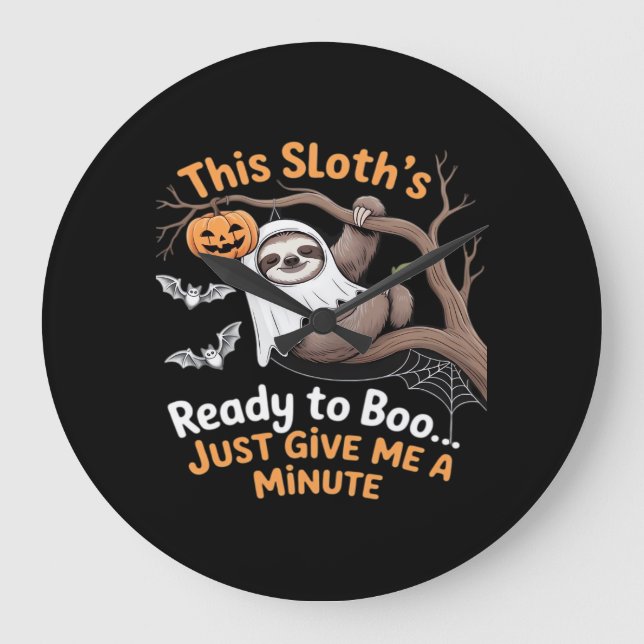 Grande Horloge Ronde Sloth Halloween Sloths Cute Bat Vampire Essentiel (Recto)