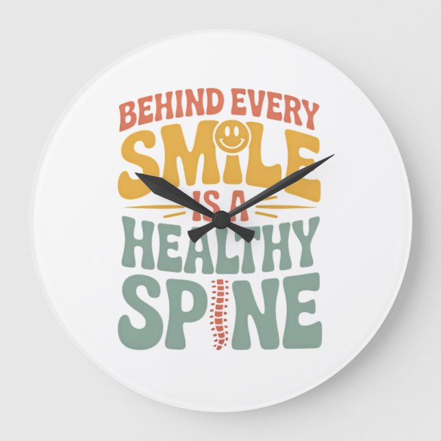 Grande Horloge Ronde Smile Healthy Spine Chiropractor Conception de dev (Recto)
