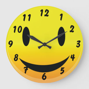 Grande Horloge Ronde Smilie Face Heureux