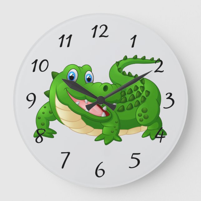 Grande Horloge Ronde Smiling Crocodile Cartoon round clock (Recto)