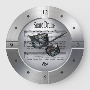 Grande Horloge Ronde Snare Drums ~ Sheet Music ~ Brossé Silver Color ~