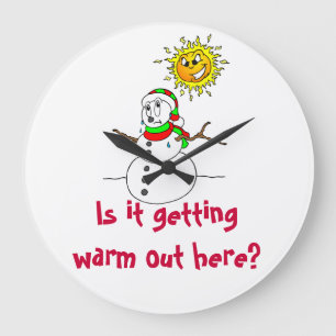 Grande Horloge Ronde Snowman Humor Is It Getting Warm Out Here