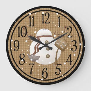 Grande Horloge Ronde Snowman primitif Il y a un endroit où la neige est