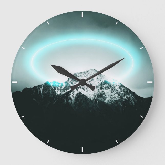 Grande Horloge Ronde Snowy mountain mysterious blue neon light (Recto)
