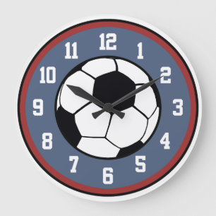 Grande Horloge Ronde Soccer Red White and Blue