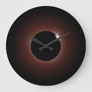 Grande Horloge Ronde Solaire Éclipse Soleil foncé et Lune