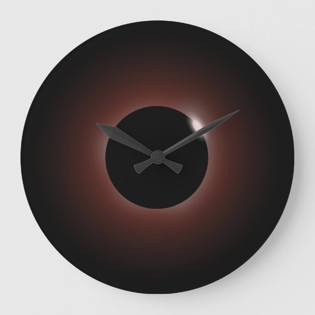 Grande Horloge Ronde Solaire Éclipse Soleil foncé et Lune (Recto)