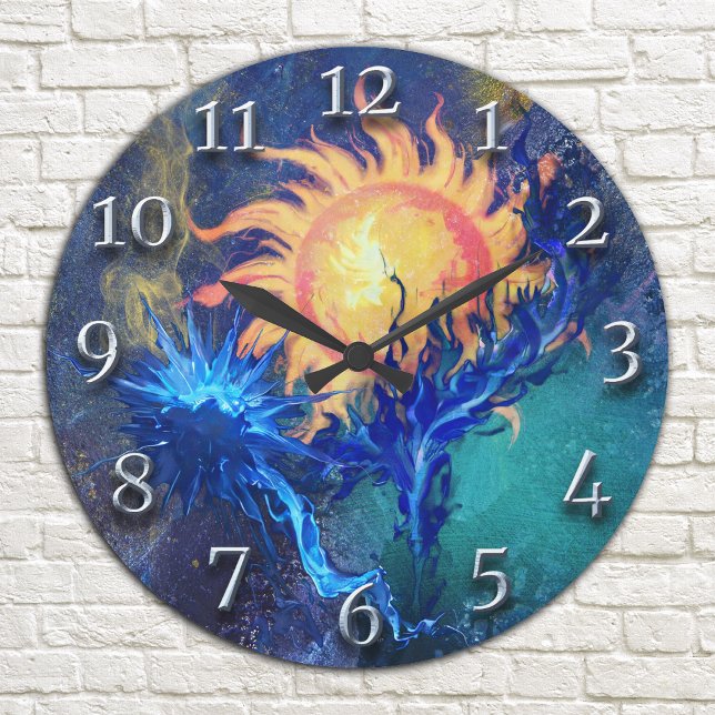 Grande Horloge Ronde Soleil et incendie Abstraits (Créateur téléchargé)