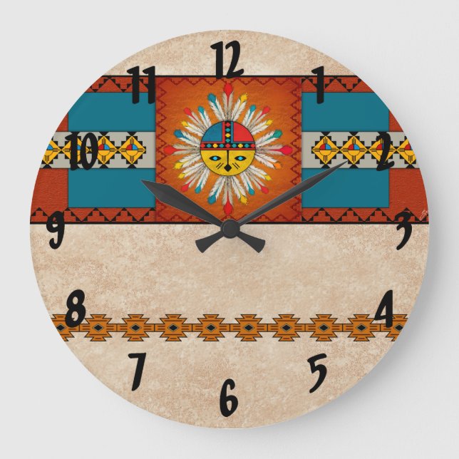 Grande Horloge Ronde Soleil Katsina (Kachina) en plumes (Recto)