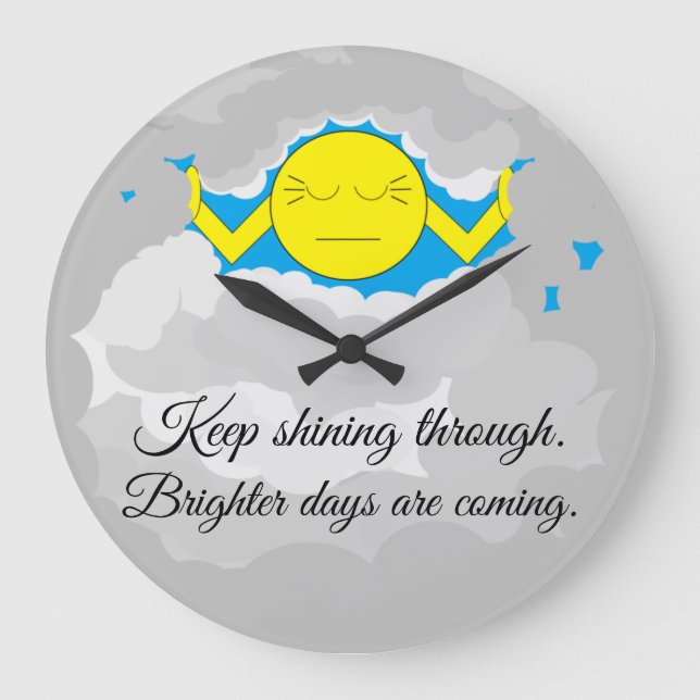 Grande Horloge Ronde Soleil Traversant Les Nuages De Tempête : (Recto)