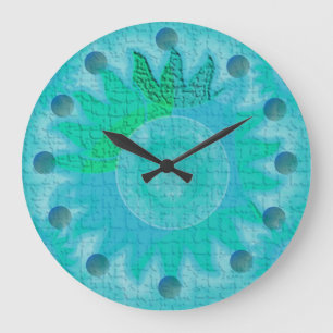 Grande Horloge Ronde Soleil Turquoise céleste