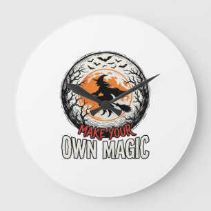 Grande Horloge Ronde Sorcière d'Halloween possède un design de chemise