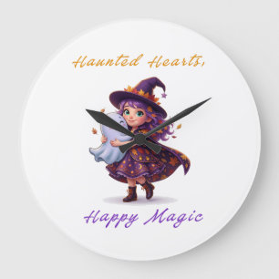 Grande Horloge Ronde Sorcière et meilleures amies Boo Mignon Halloween