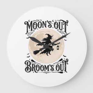 Grande Horloge Ronde Sortez les balais, c'est Halloween sorcière