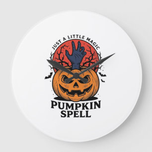 Grande Horloge Ronde Sortilège de citrouille vintage Halloween sorcière