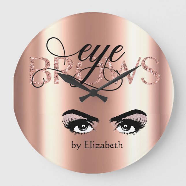 Grande Horloge Ronde Sourcil Microblading teintant cirer les yeux roses (Recto)