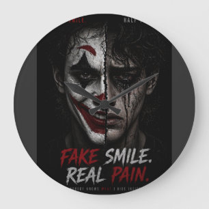 Grande Horloge Ronde « Sourire Faux, Douleur Réelle : La Vérité Derrièr