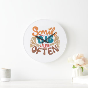 Grande Horloge Ronde Sourire Grand Rire Souvent : Joyeux 