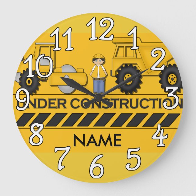 Grande Horloge Ronde Sous Chariots de construction Chambre pour enfants (Recto)