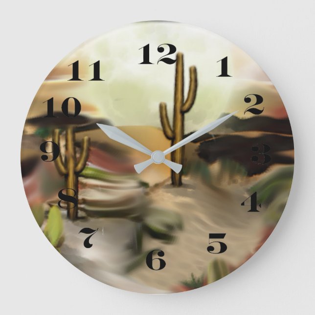 Grande Horloge Ronde Southwest Desert Sunrise Abstrait Art (Recto)