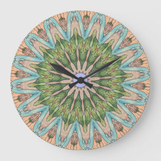 Grande Horloge Ronde Southwest Stained Glass Kaleidoscope Wall Clock