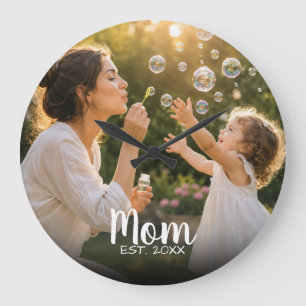 Grande Horloge Ronde Souvenir de photo de famille établi par maman