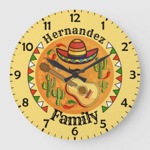 Grande Horloge Ronde Spanish Fiesta Personalized NAME Fun Cinco De Mayo
