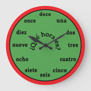 Grande Horloge Ronde Spanish Language Wall Clock